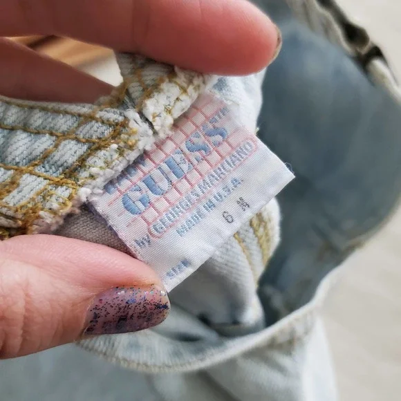 Vintage Guess Leather Patch Clip Overalls 6 months - Picture 11 of 11